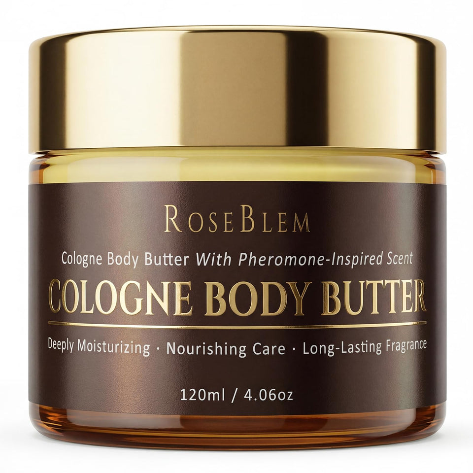 Roseblem front jar showing product packaging and masculine branding for gifting