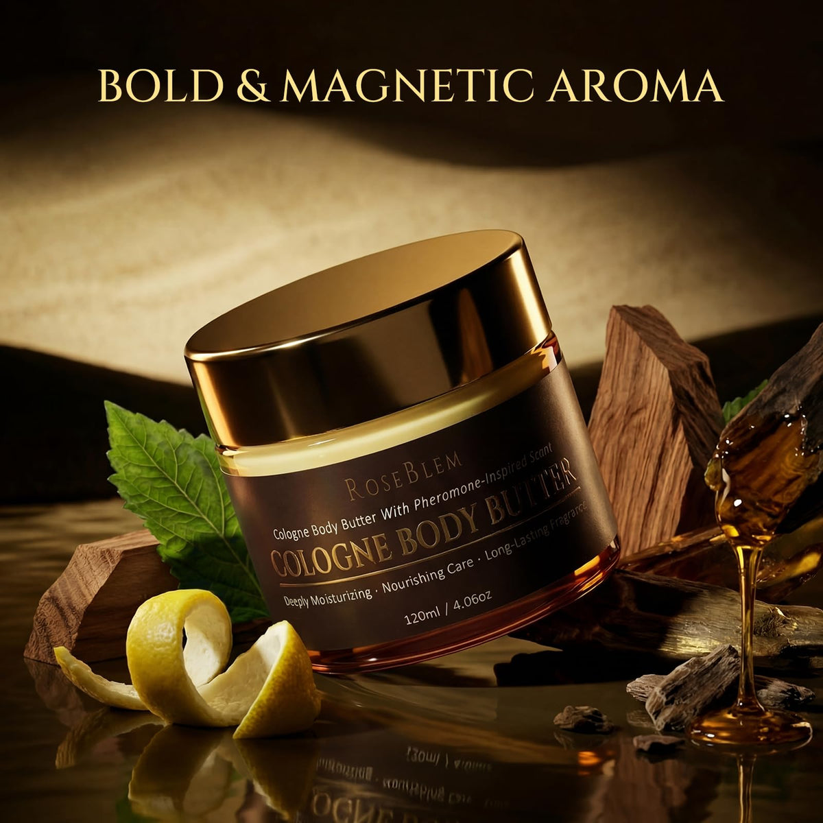 Roseblem with shea butter chunks illustrating nourishing ingredients for softer skin