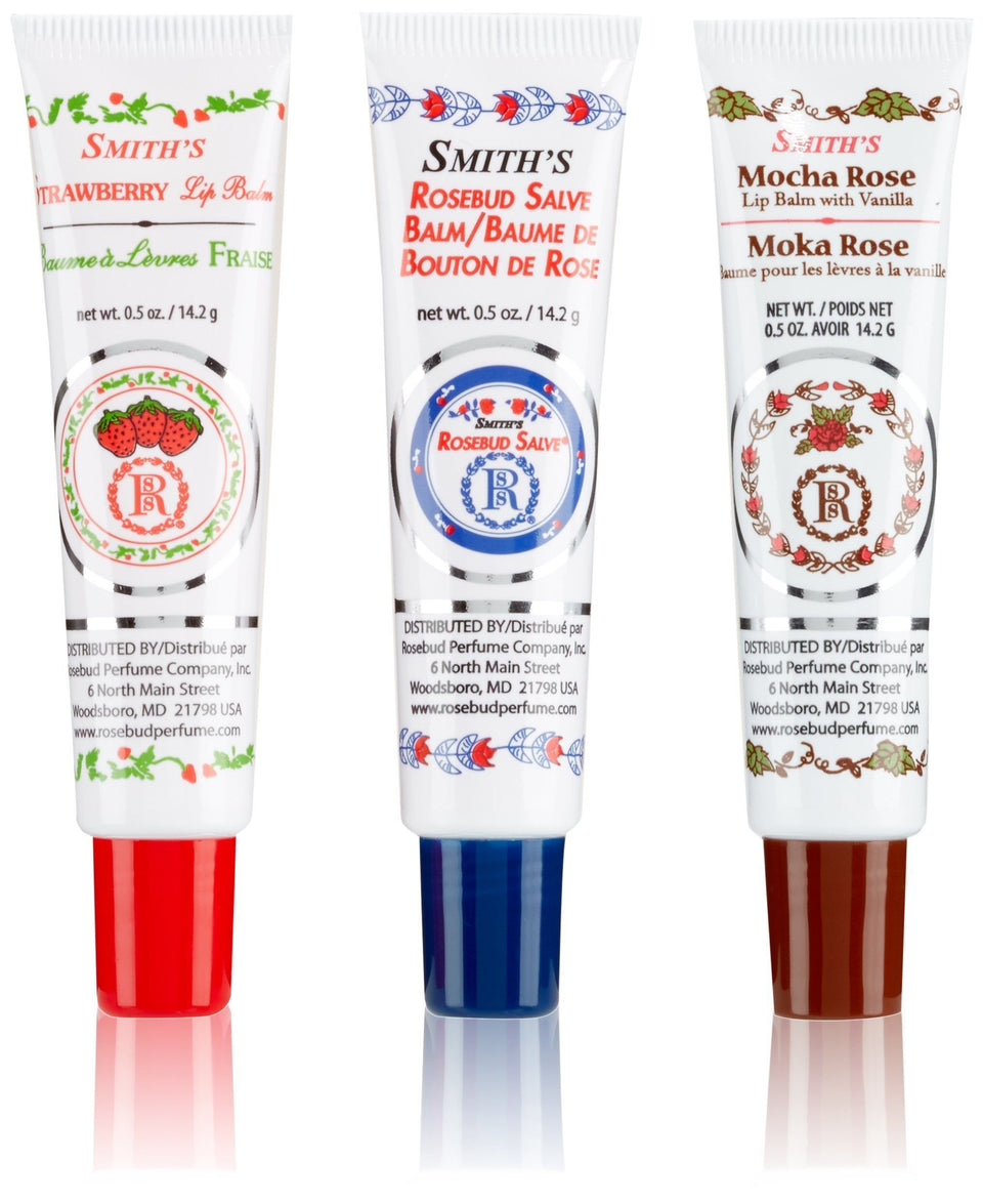 Rosebud Perfume front packaging showing two 0.5 oz tubes and brand name for easy identification and gifting