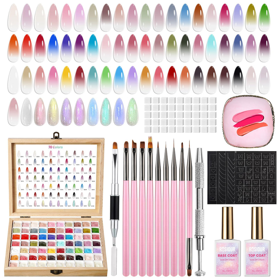 Rosiour front view color wheel showing 70 gel shades and neat organization, easy selection