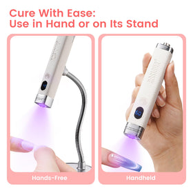 Rosiour in hand scale illustrating compact size and easy maneuvering during manicures