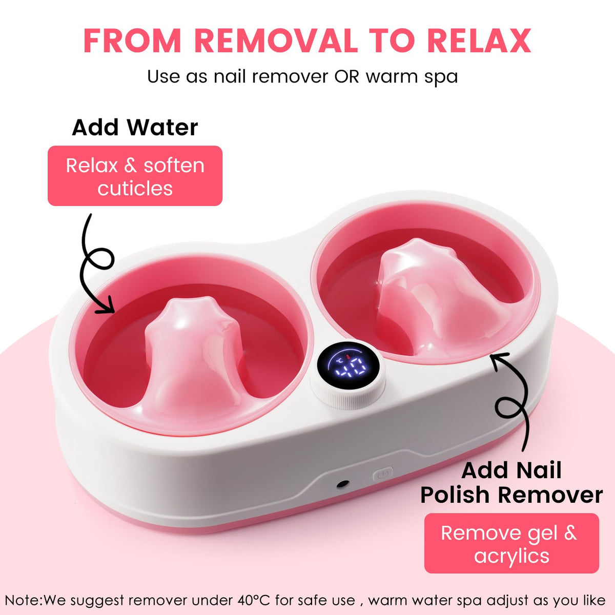 Rosiour side profile demonstrating independent rotating bowls for ergonomic use