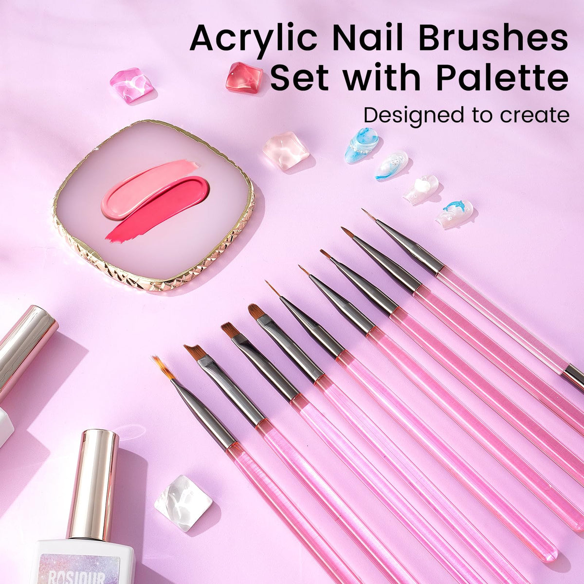 Rosiour sticker sheets and mixing palette, helping precision French tips and custom blends