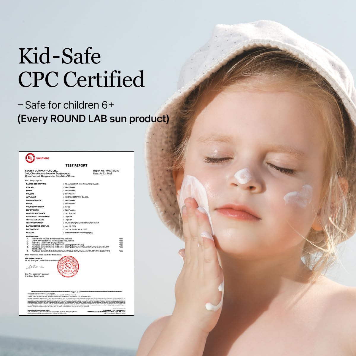ROUND LAB sunscreen spread on hand demonstrating fast absorption benefit
