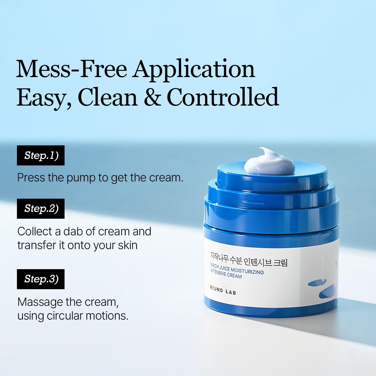 ROUND LAB application on hand demonstrating fast absorption and smooth skin