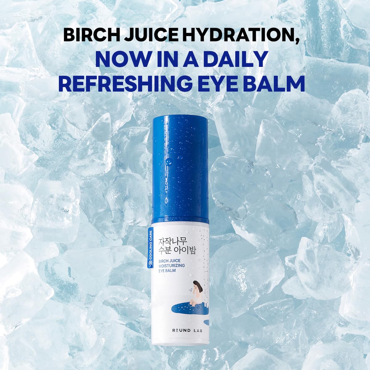 ROUND LAB applying stick to under-eye area for instant refresh