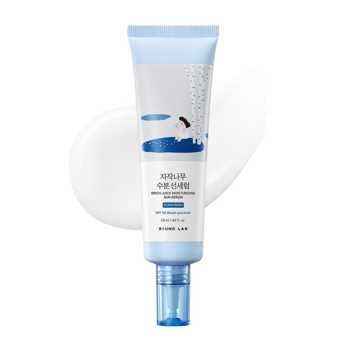 ROUND LAB front packaging showing bottle and SPF50 protection benefit