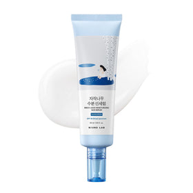 ROUND LAB front packaging showing bottle and SPF50 protection benefit