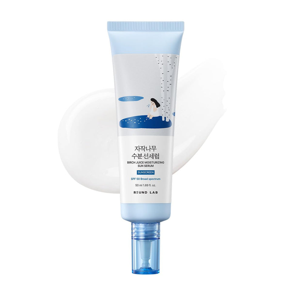 ROUND LAB front packaging showing bottle and SPF50 protection benefit