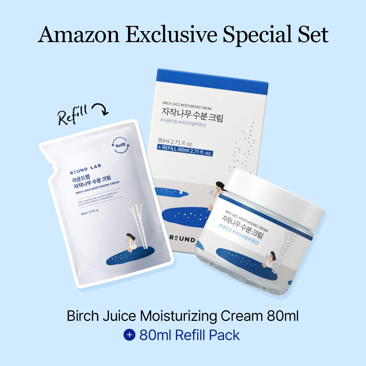 ROUND LAB open jar revealing lightweight cream texture that absorbs quickly