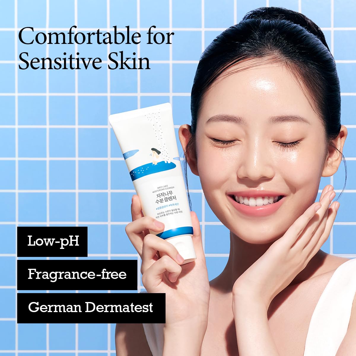 ROUND LAB cleanser paired with moisturizing cream for layered hydration