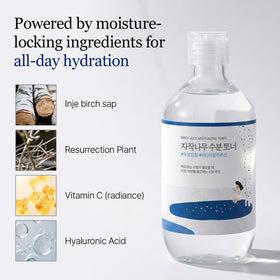 ROUND LAB ingredient label focus showing birch and hyaluronic benefit