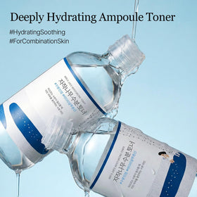 ROUND LAB watery toner pouring texture highlighting fast absorption benefit