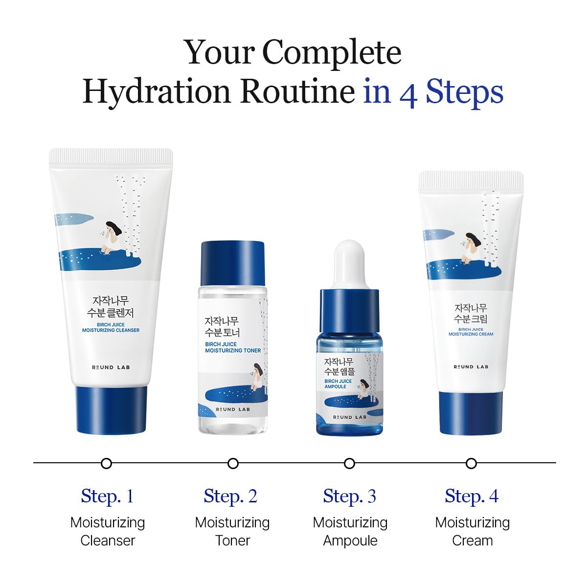 ROUND LAB toner pouring to show clear, hydrating texture for quick absorption