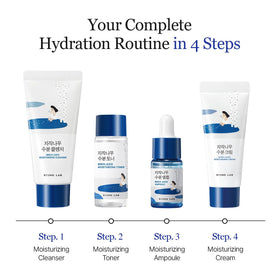 ROUND LAB toner pouring to show clear, hydrating texture for quick absorption