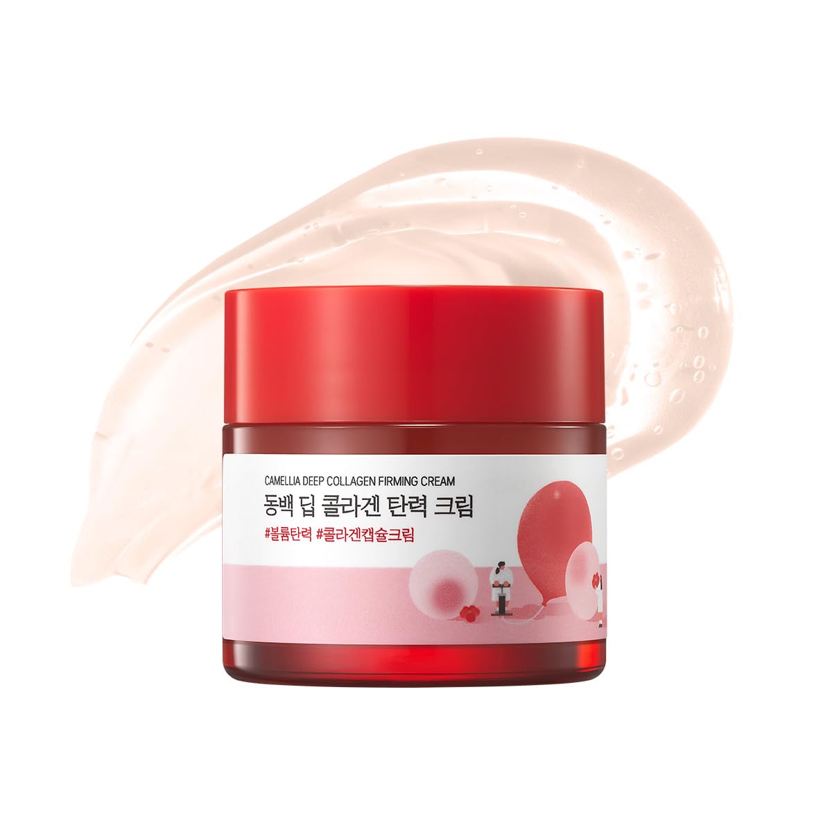 ROUND LAB front packaging of the Camellia Deep Collagen Cream showing product benefit of firming