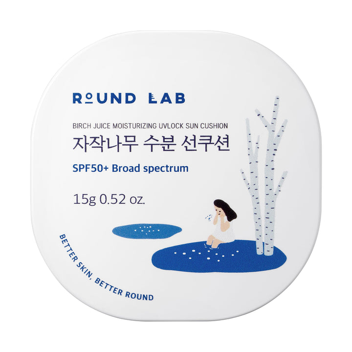 ROUND LAB front packaging showing compact cushion and SPF benefit