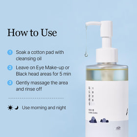 Round Lab cleansing oil on hands showing how it melts makeup effectively