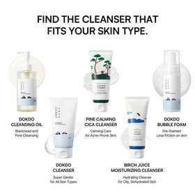ROUND LAB Dokdo Cleanser on bathroom shelf lifestyle image conveying everyday routine compatibility