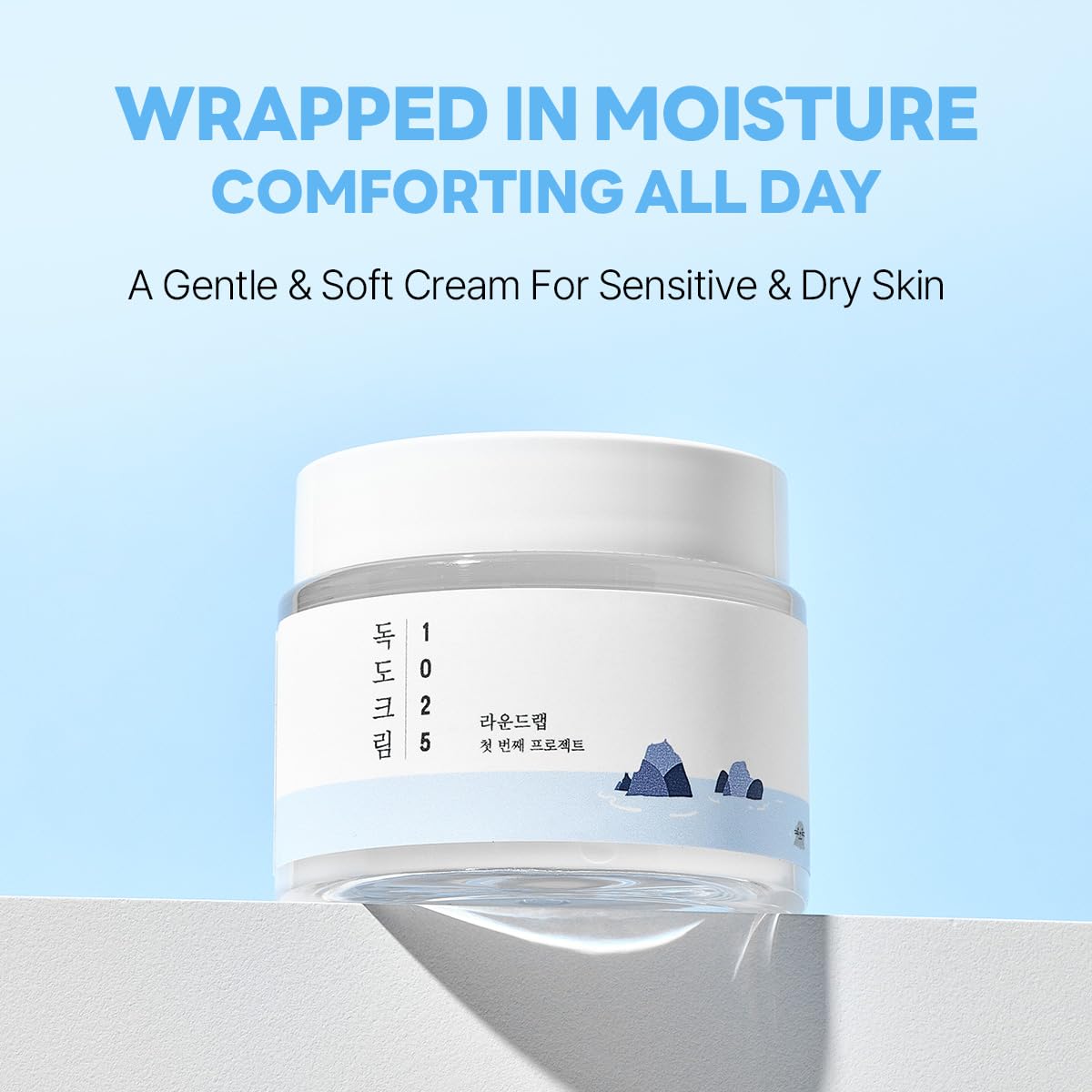 Close-up of cream texture highlighting ROUND LAB moisture barrier benefit
