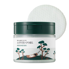 ROUND LAB front packaging showing calming cica pads and benefit instant cooling