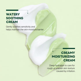 ROUND LAB cream being smoothed on cheek to reduce irritation and soothe skin