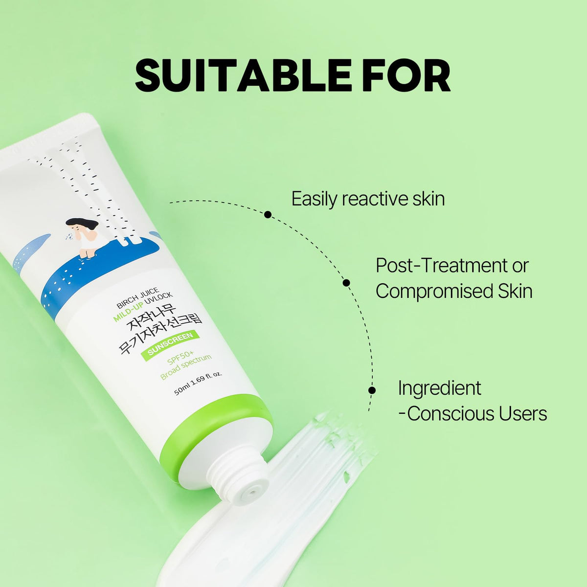 ROUND LAB size comparison with coin showing compact 1.69 fl oz portability benefit