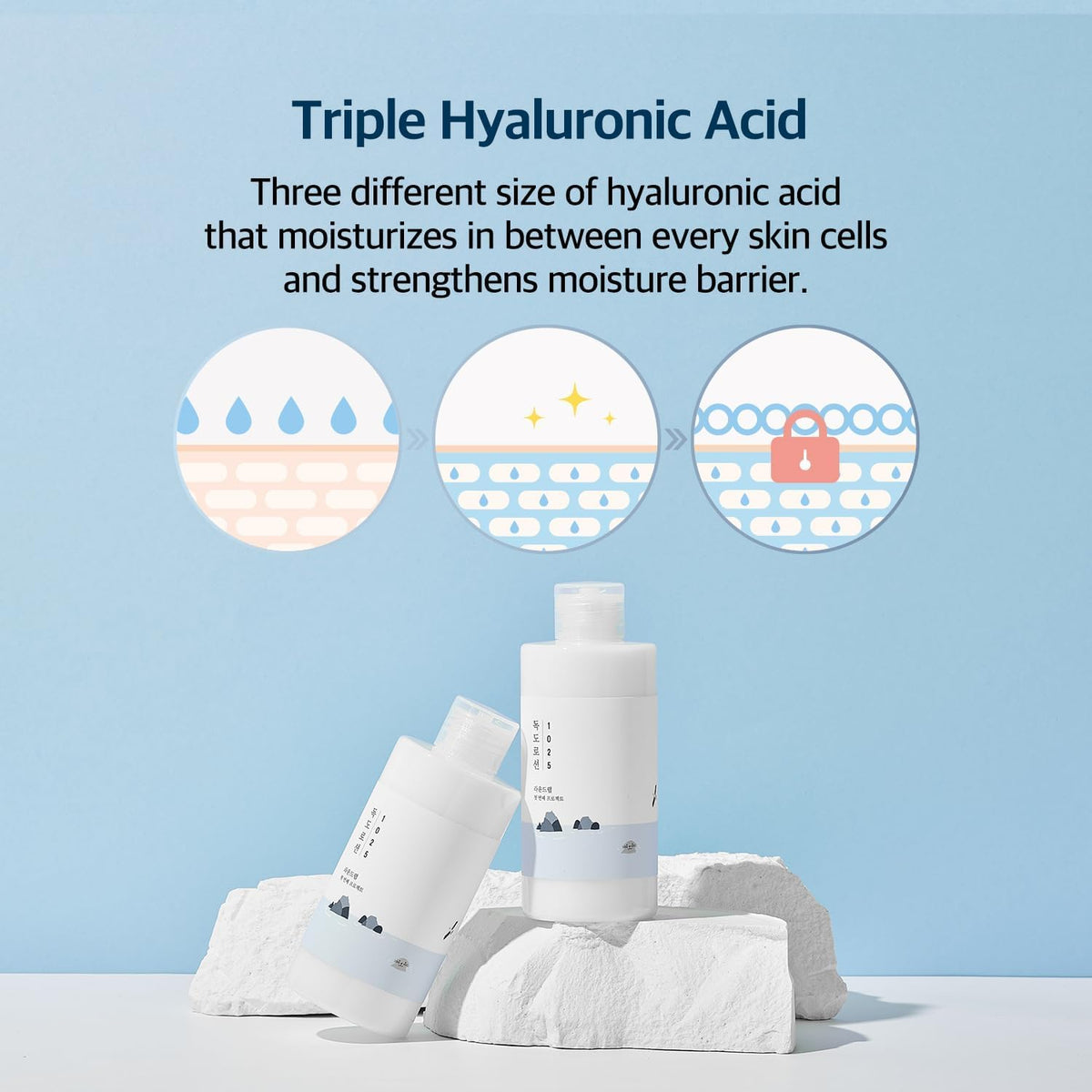 ROUND LAB toner patting into skin to quickly absorb and prep skin