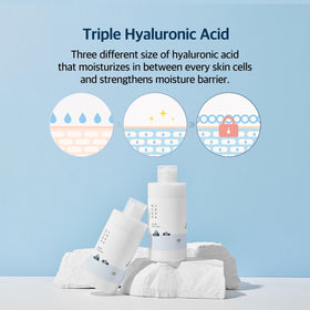 ROUND LAB toner patting into skin to quickly absorb and prep skin