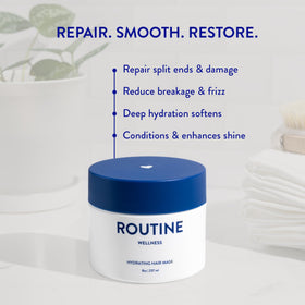 Routine Wellness after-use smooth hair showing reduced frizz and shine benefit