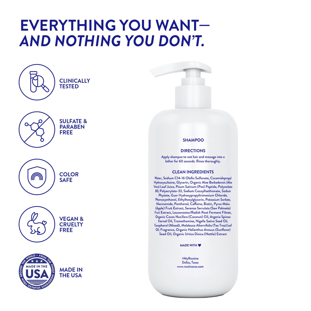 Routine Wellness after-wash hair showing increased volume and smoother texture