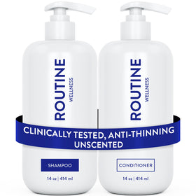 Routine Wellness front packaging duo showing bottles and labels with clear benefits