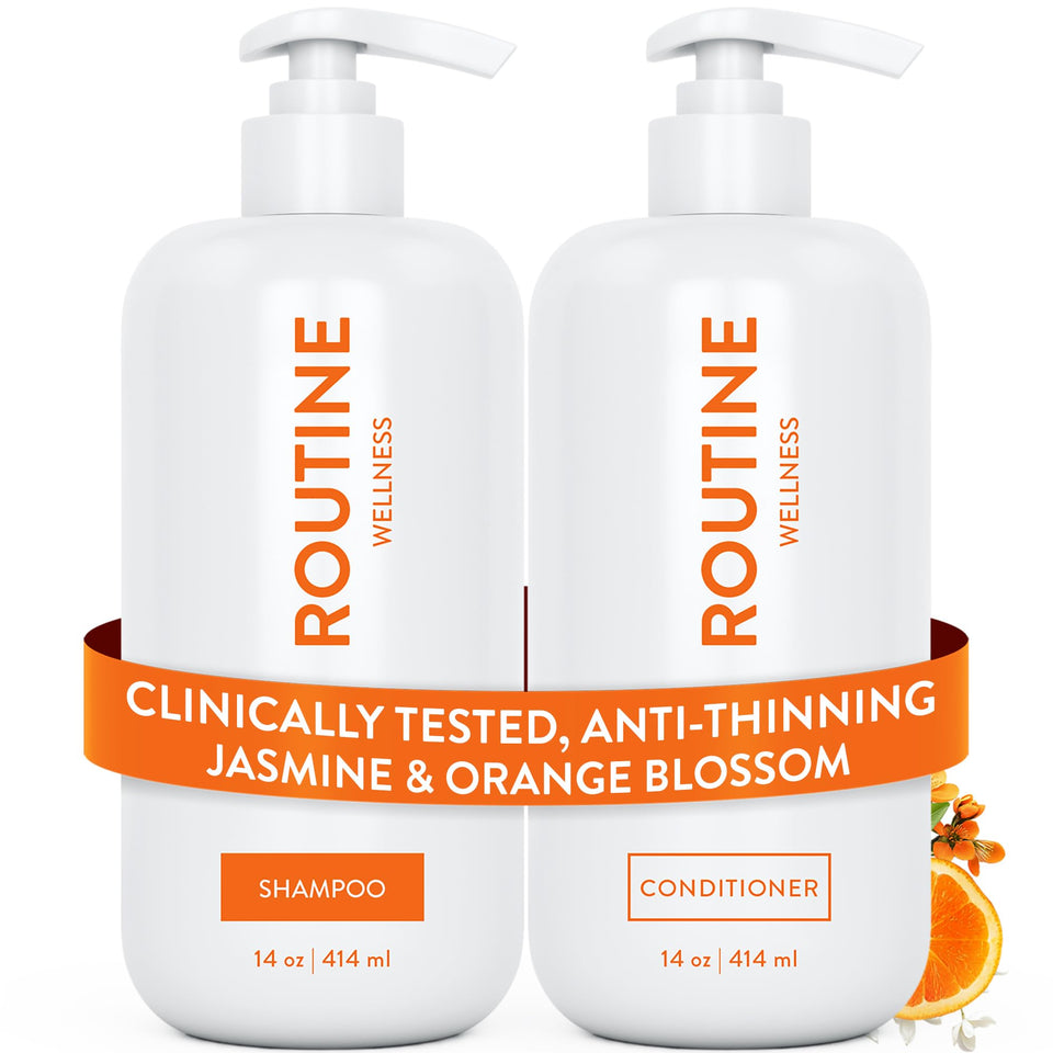 Routine Wellness front packaging showing jasmine orange blossom scent and volumizing benefit