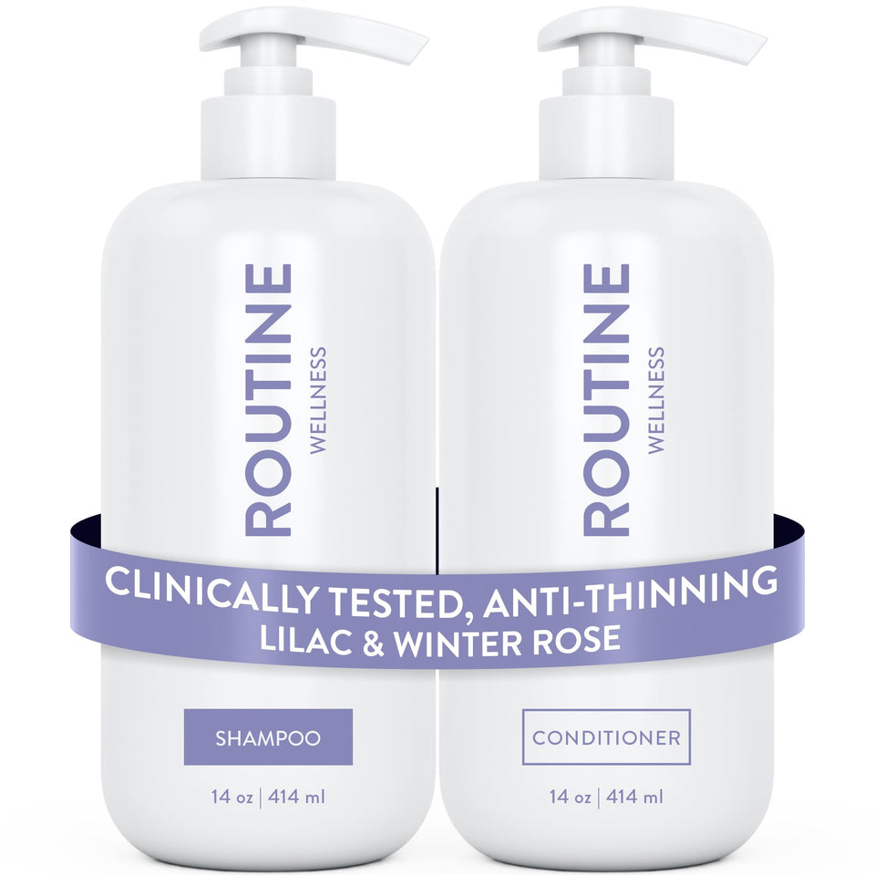 Routine Wellness front packaging showing lilac winter rose scent and volumizing benefit