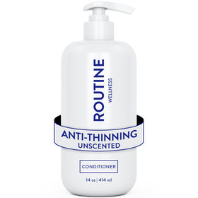 Routine Wellness front packaging showing 14oz unscented conditioner benefit of stronger hair