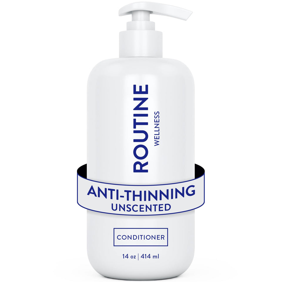 Routine Wellness front packaging showing 14oz unscented conditioner benefit of stronger hair