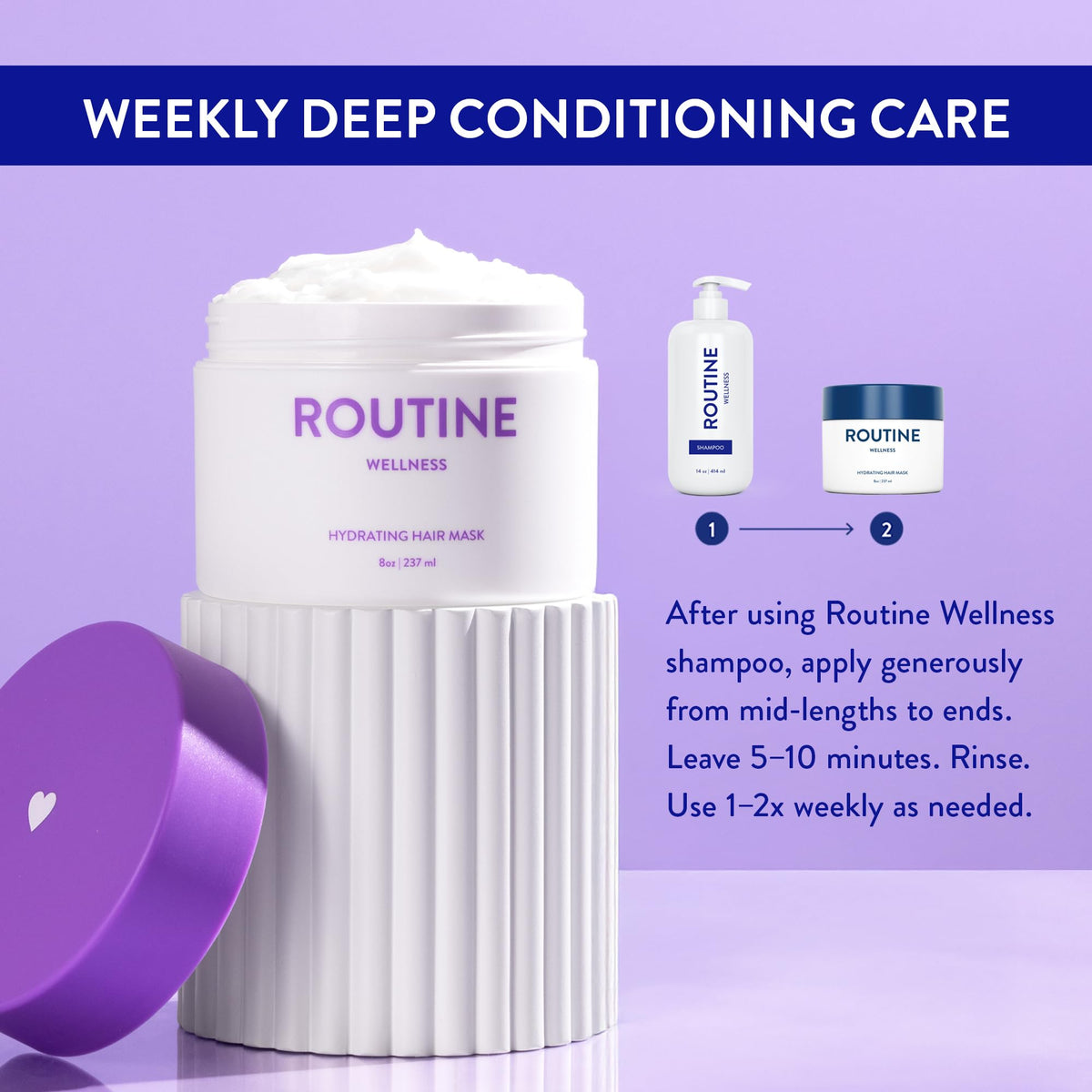 Routine Wellness jar on bathroom shelf showing everyday styling use