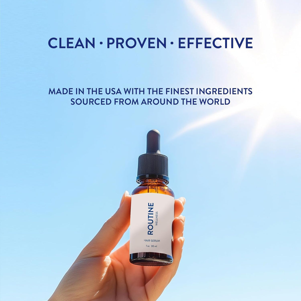 Routine Wellness rosemary argan and tea tree oils grouped to show natural ingredients benefit