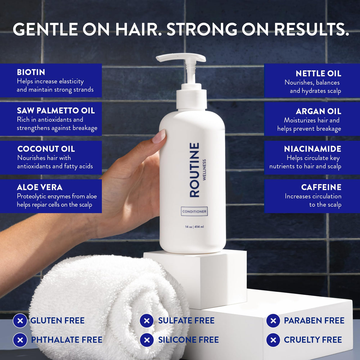Routine Wellness saw palmetto ingredient shot highlighting plant-based DHT support benefit