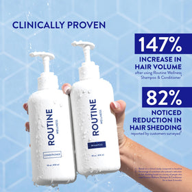 Routine Wellness shampoo being poured with visible lightweight lather for body