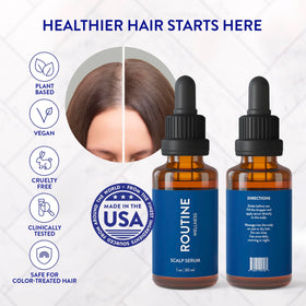 Routine Wellness illustrative before and after hair density concept, visualizing improved fuller-looking hair benefit