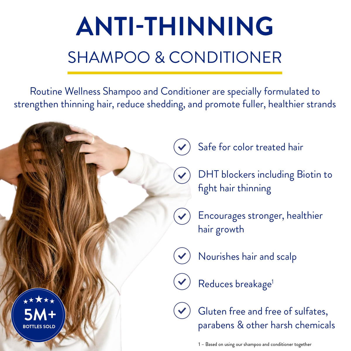Routine Wellness shampoo pump close-up demonstrating easy dispensing and controlled usage