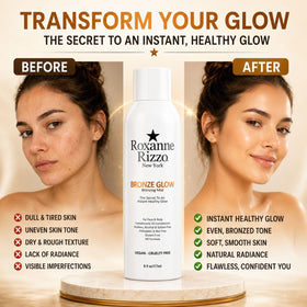 Roxanne Rizzo bronzed skin in outdoor lifestyle setting showing natural sun-kissed radiance