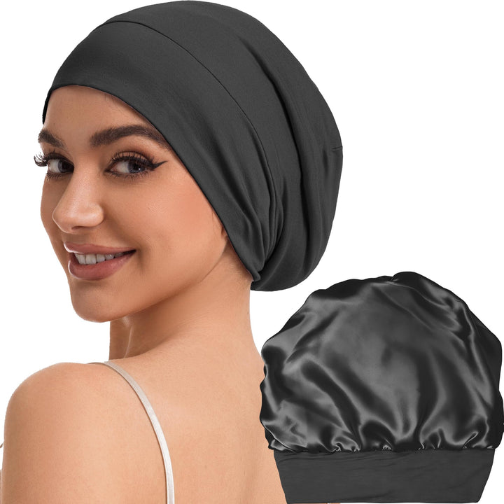 ROYBENS bonnet front view showing smooth profile and secure fit benefit