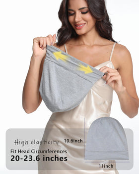 ROYBENS model sleeping with bonnet for overnight hair protection benefit