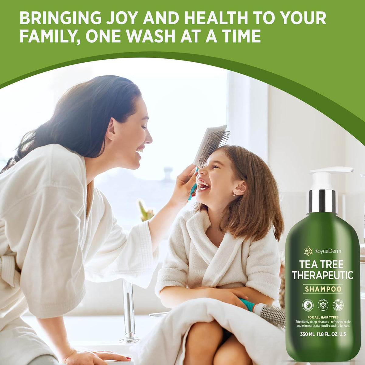 Roycederm tea tree and salicylic acid ingredient display for scalp clarity