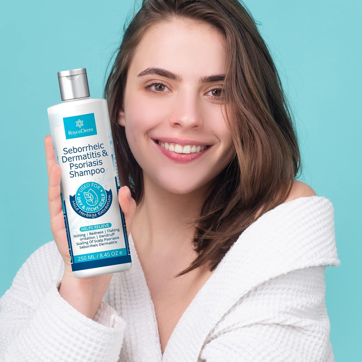 Roycederm placed in bathroom setting showing everyday routine use and accessibility
