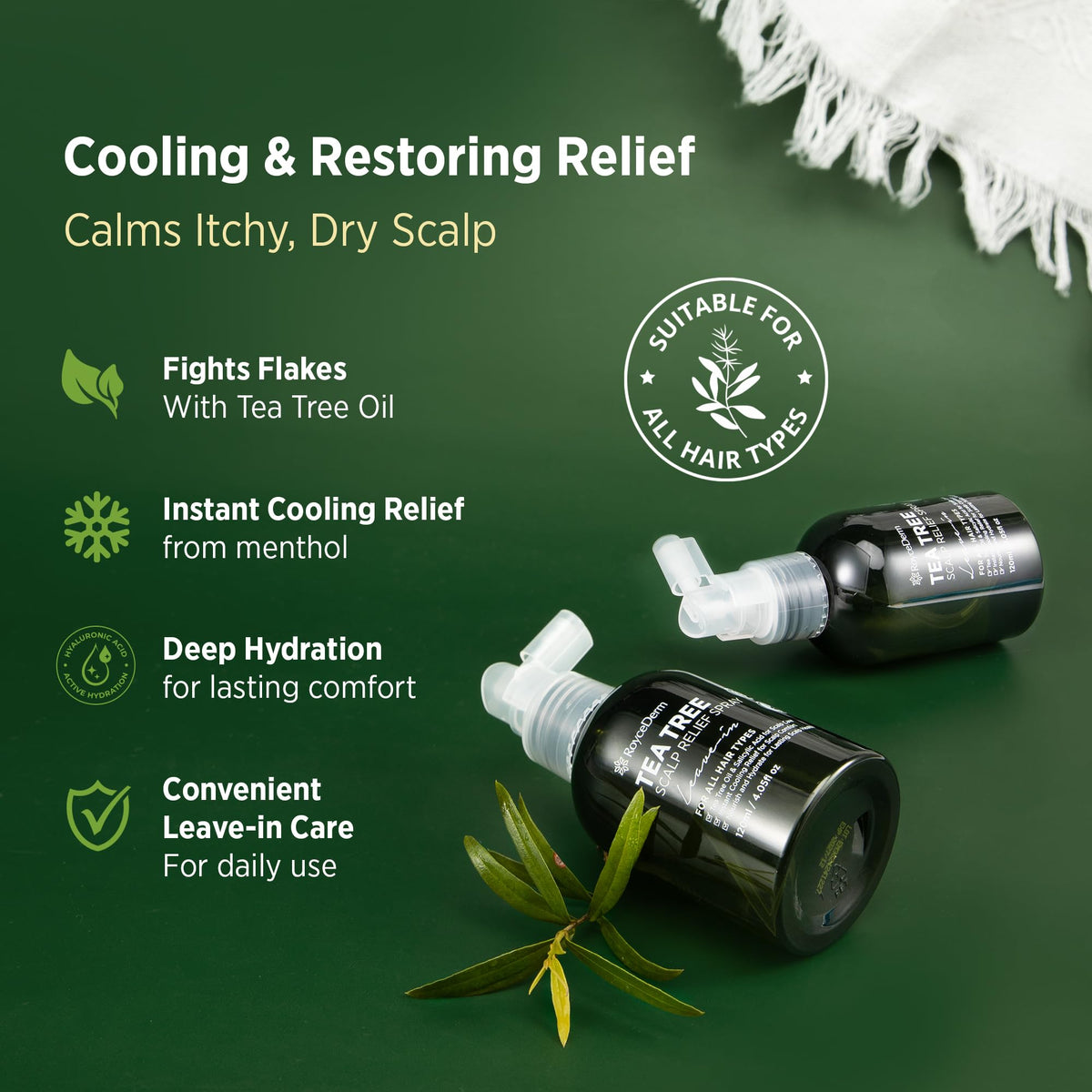 RoyceDerm nozzle mist close-up illustrating even application