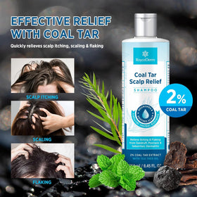 Roycederm label close-up listing 2% coal tar and botanical extracts for targeted action