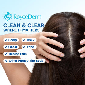 Roycederm conditioner pouring to show lightweight texture and detangling benefit